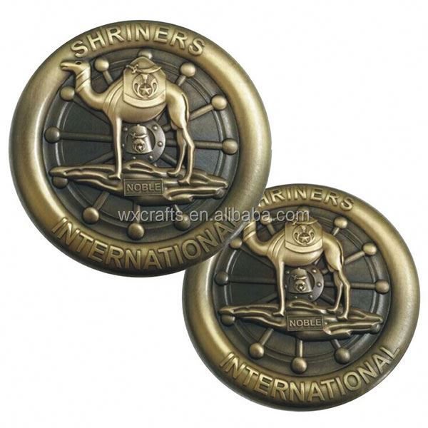 Custom Plating Antique Brass Camel Shape Logo Masonic Metal Badge Pin For Suvenir