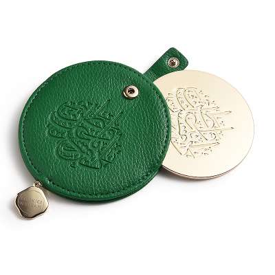 Top  sale metal  compact  pocket mirror with pu leather cover