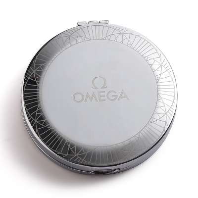 High quality zinc alloy round customized mini pocket makeup mirror