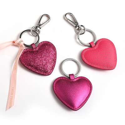 BlingBling PU Leather light  keychain heart keychain for custom design